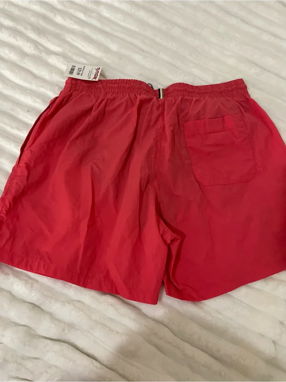 BOSS Men's Coral-Red Swim Trunks with Drawstring